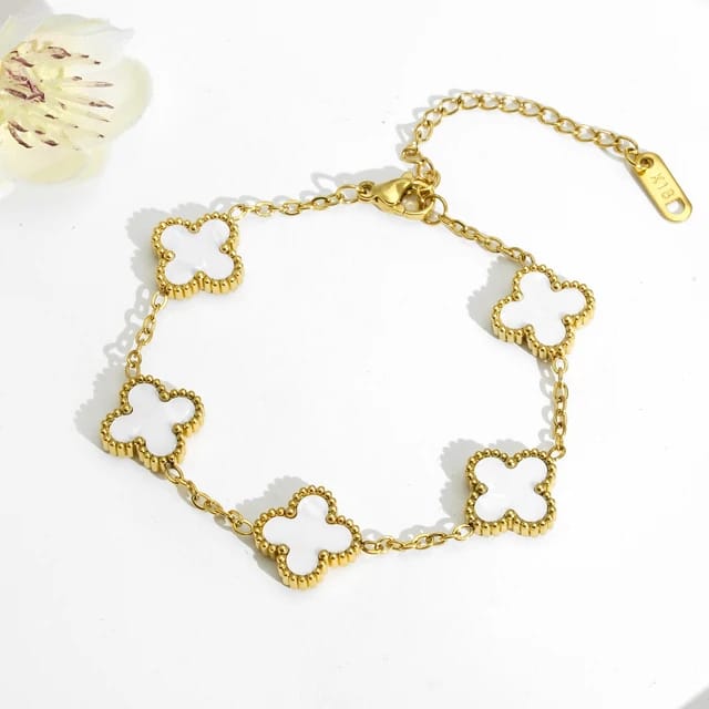 Pulseira Klaverblad – Elegancia de aceiro inoxidable dobre cara