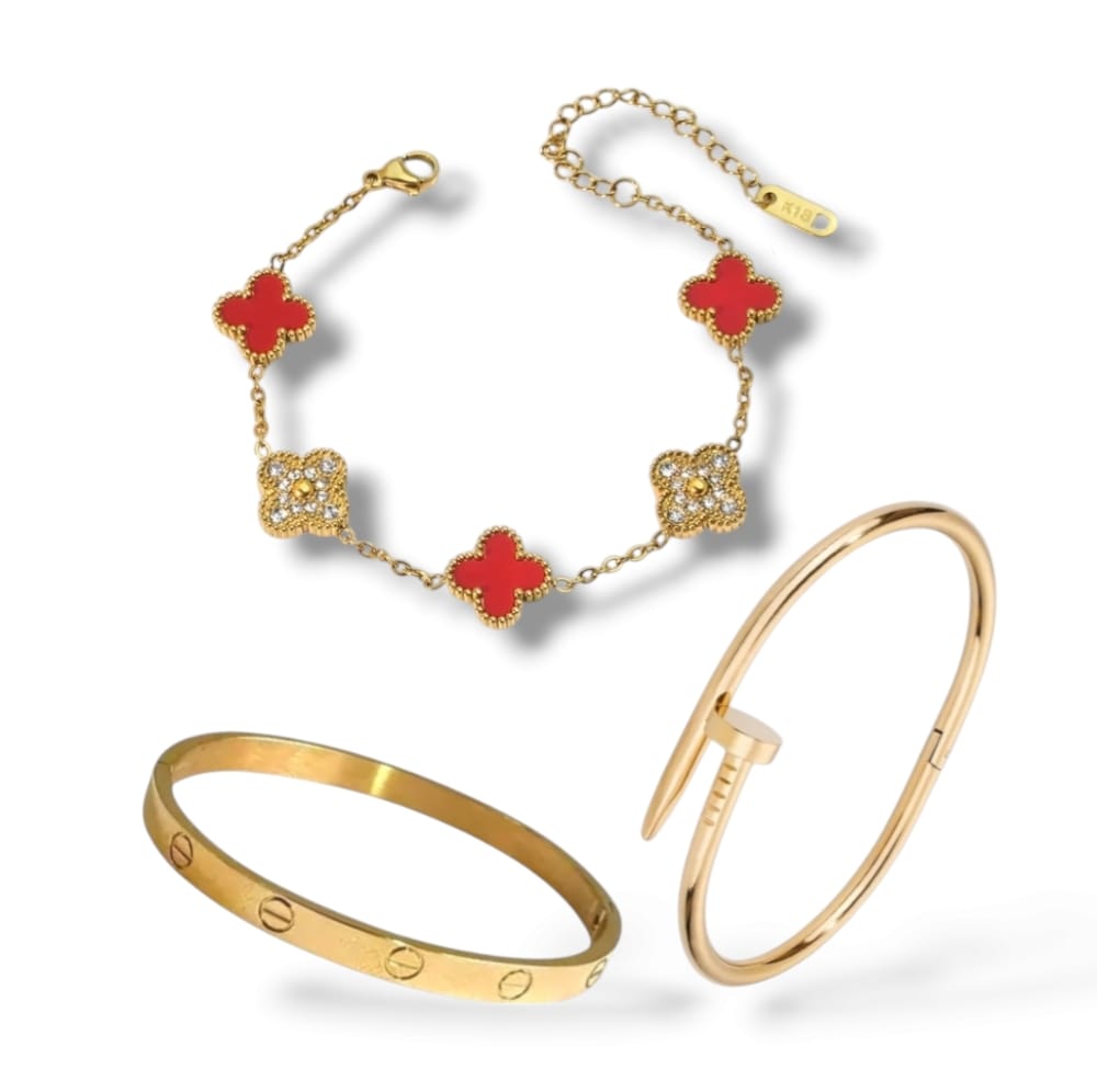 Conjunt de polseres de moda de 3 peces – Acer inoxidable i ajustable