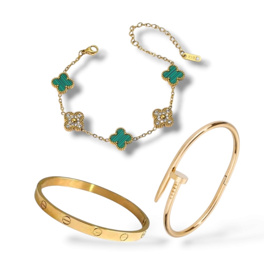 Conjunt de polseres de moda de 3 peces – Acer inoxidable i ajustable