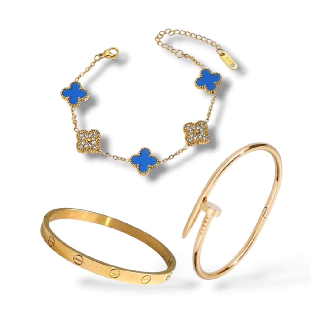 Conjunt de polseres de moda de 3 peces – Acer inoxidable i ajustable