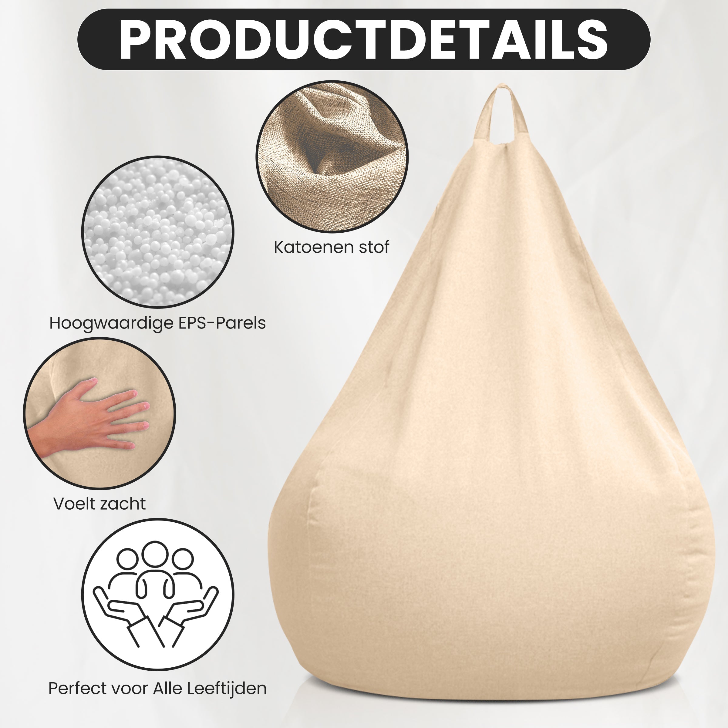 Linumo Puff – Confort ergonòmic de lli, 3 mides