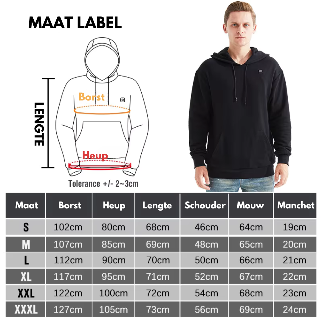 Sudadera con capucha calefactable - USB - Estilosa e quente para o inverno