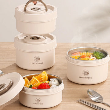 Mealcraft – Isolerende RVS lunchbox set stapelbaar – werk en onderweg