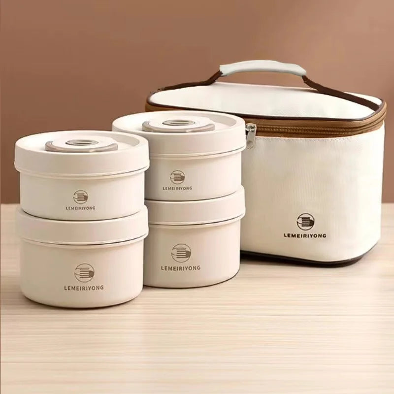 Mealcraft – Set de fiambreres d'acer inoxidable aïllant apilable – treball i en moviment