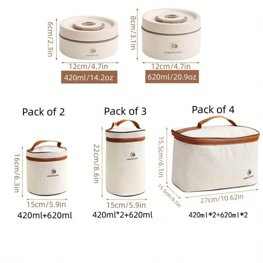Mealcraft – Set de fiambreres d'acer inoxidable aïllant apilable – treball i en moviment