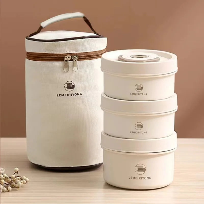 Mealcraft – Set de fiambreres d'acer inoxidable aïllant apilable – treball i en moviment