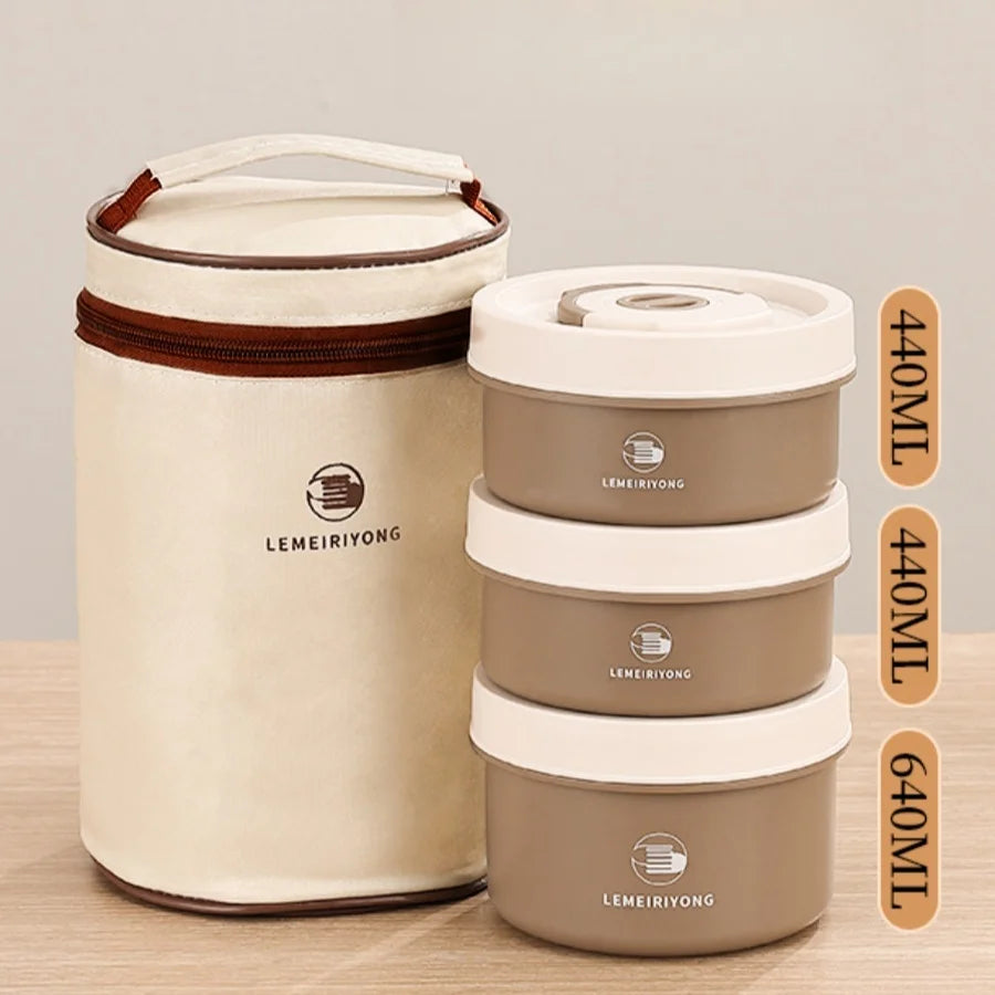 Mealcraft – Set de fiambreres d'acer inoxidable aïllant apilable – treball i en moviment