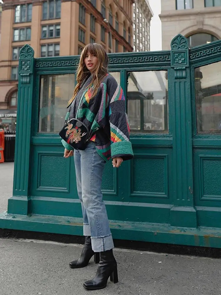 Veraia Jas | Jaqueta Boho Vintage Estilosa per a Dones amb Estampats Únics