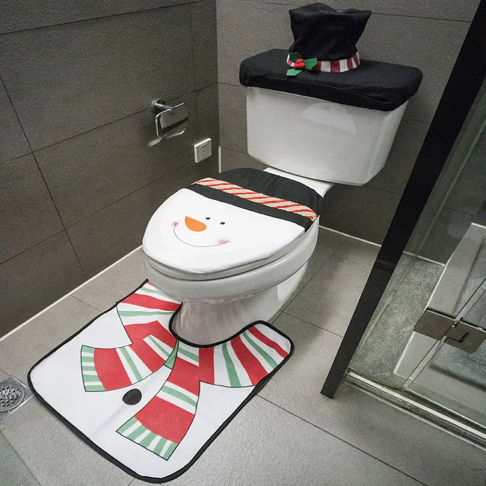 Kerst Toiletbrilhoezen set met kerstman, badmat en radiatordop 2