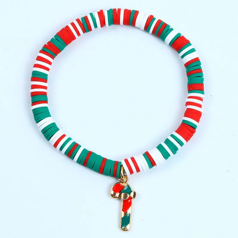 Pulseira de Nadal Flarence para mulleres con colgante de Papá Noel e floco de neve