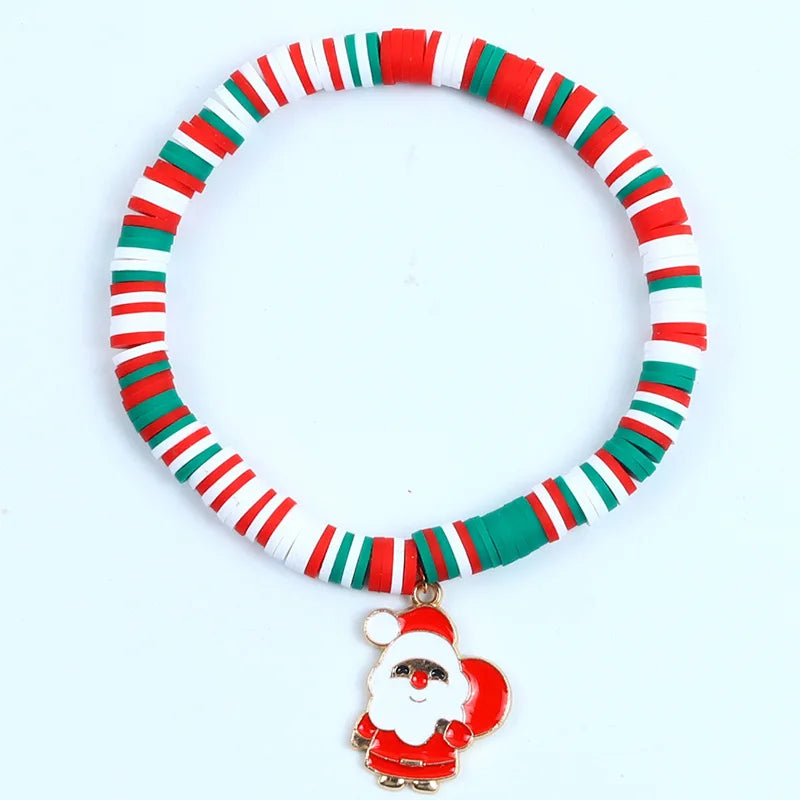 Pulseira de Nadal Flarence para mulleres con colgante de Papá Noel e floco de neve