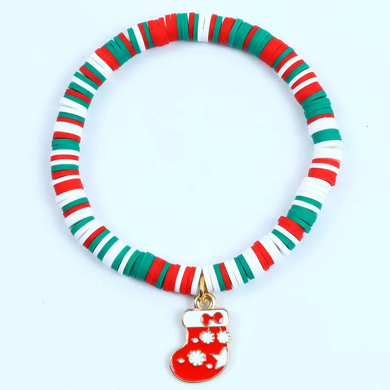 Pulseira de Nadal Flarence para mulleres con colgante de Papá Noel e floco de neve