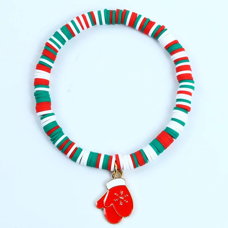 Pulseira de Nadal Flarence para mulleres con colgante de Papá Noel e floco de neve