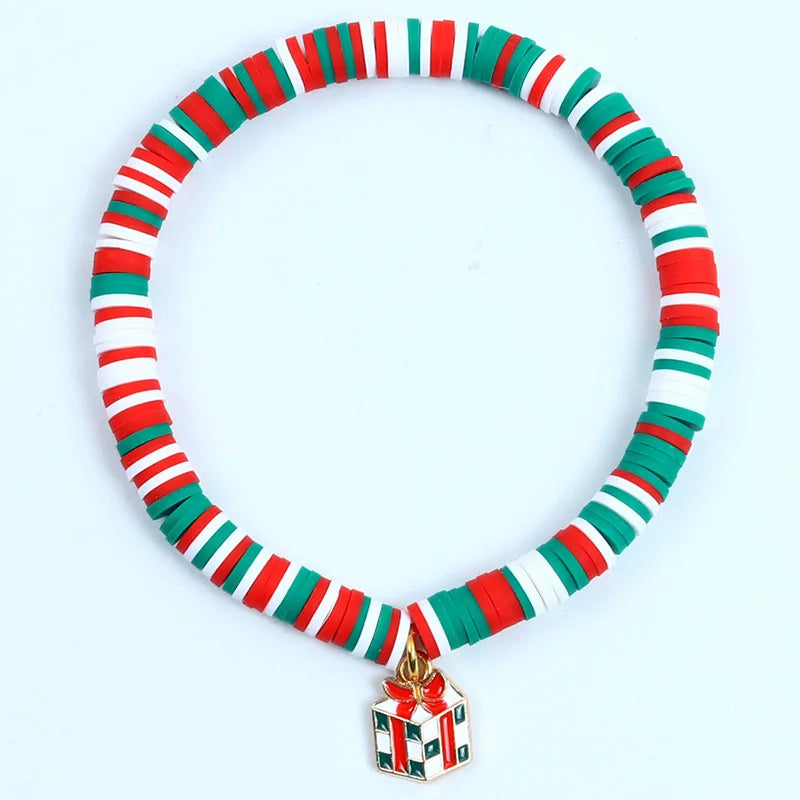 Pulseira de Nadal Flarence para mulleres con colgante de Papá Noel e floco de neve