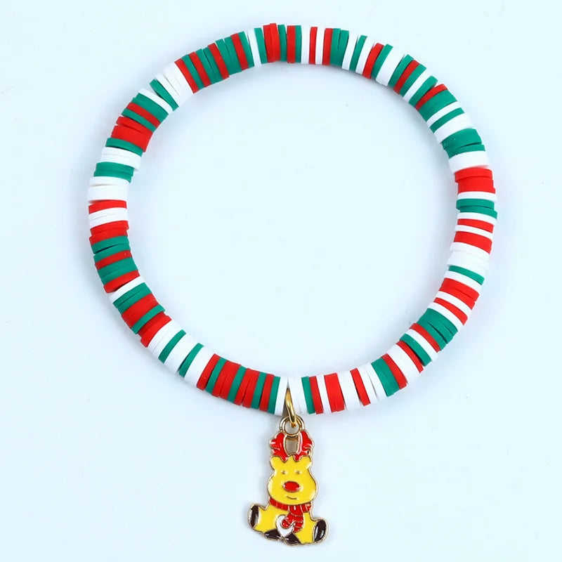 Pulseira de Nadal Flarence para mulleres con colgante de Papá Noel e floco de neve