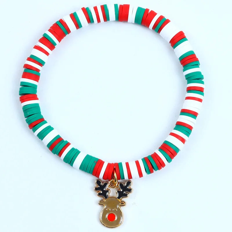 Pulseira de Nadal Flarence para mulleres con colgante de Papá Noel e floco de neve