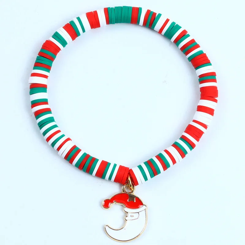 Pulseira de Nadal Flarence para mulleres con colgante de Papá Noel e floco de neve