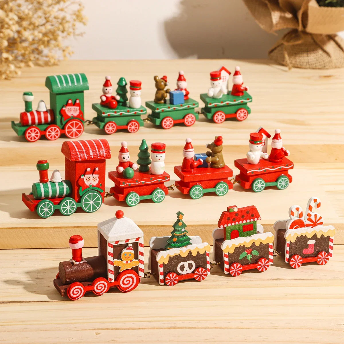 Kerst trein decoratie voor huis - houten en plastic opties 1