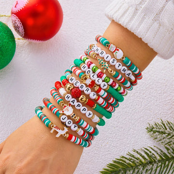 MerryBeads – Set de 12 pulseras navideñas con tema de Santa y reno