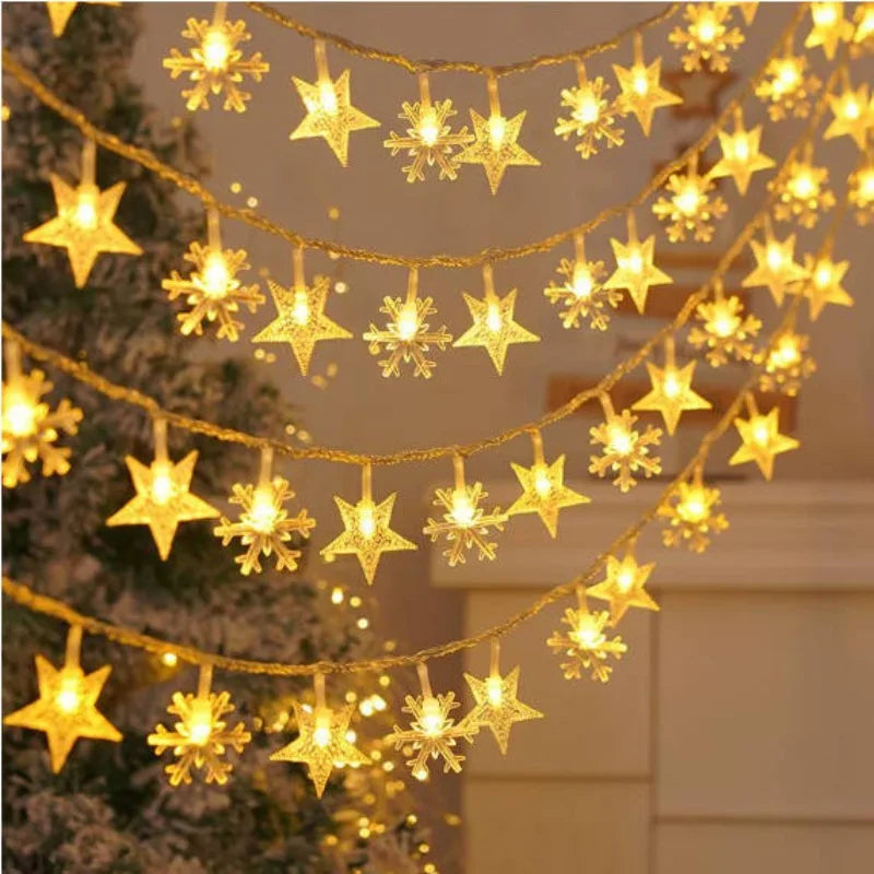 LumiFest – LED Christmas Lights with Snowflake Design, 3 Meters