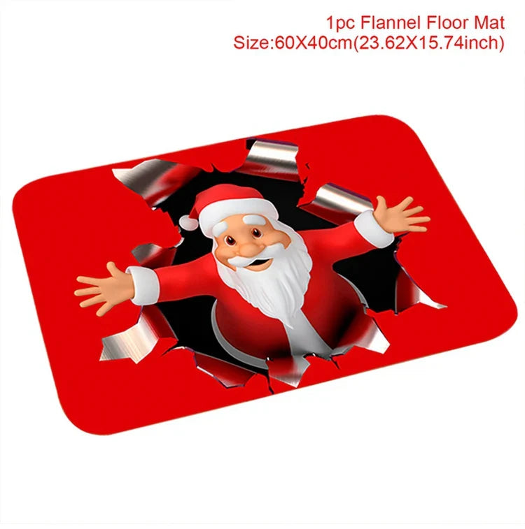 Kerstmat met Kerstman, Multicolor, 75 x 45 cm, Voor Binnen en Buitengebruik 24