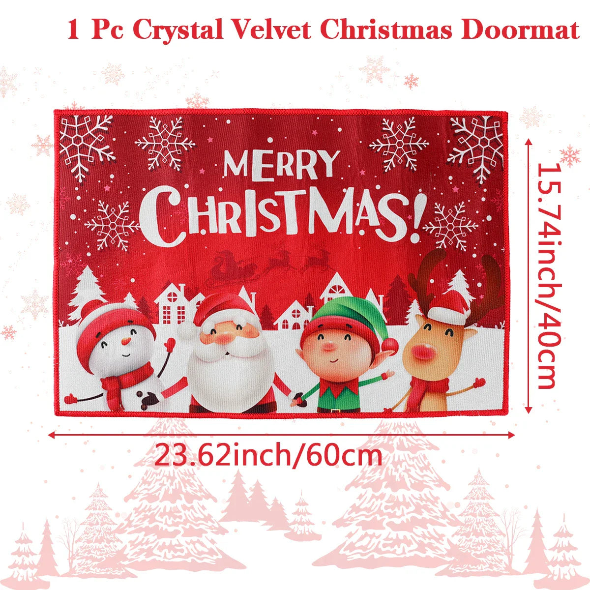 Kerstmat met Kerstman, Multicolor, 75 x 45 cm, Voor Binnen en Buitengebruik 25