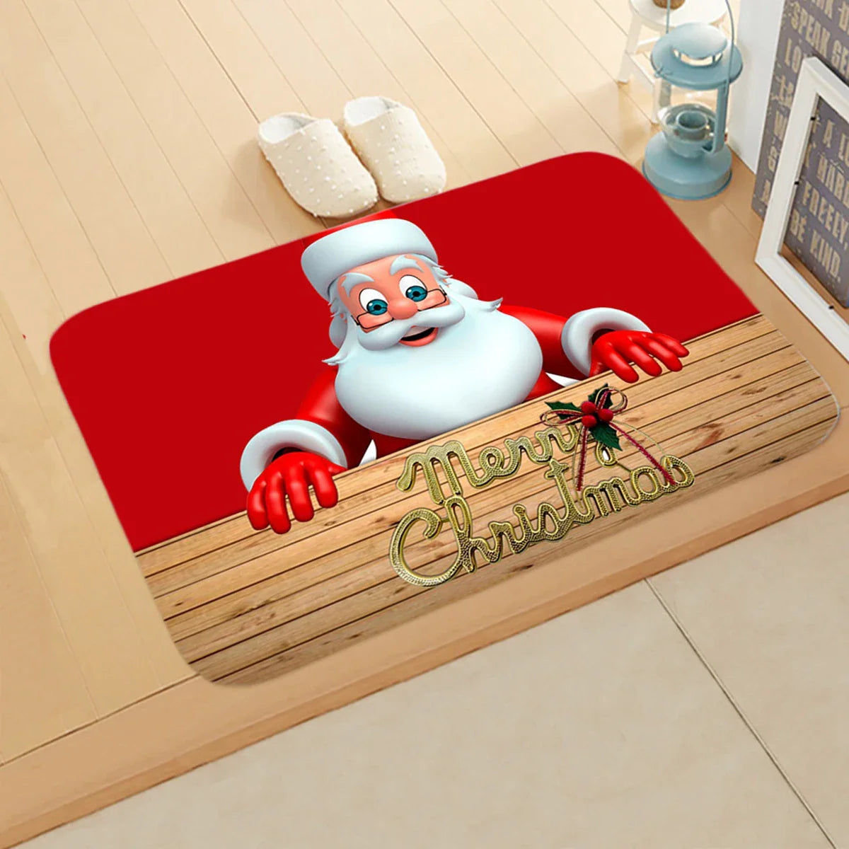 Kerstmat met Kerstman, Multicolor, 75 x 45 cm, Voor Binnen en Buitengebruik 3
