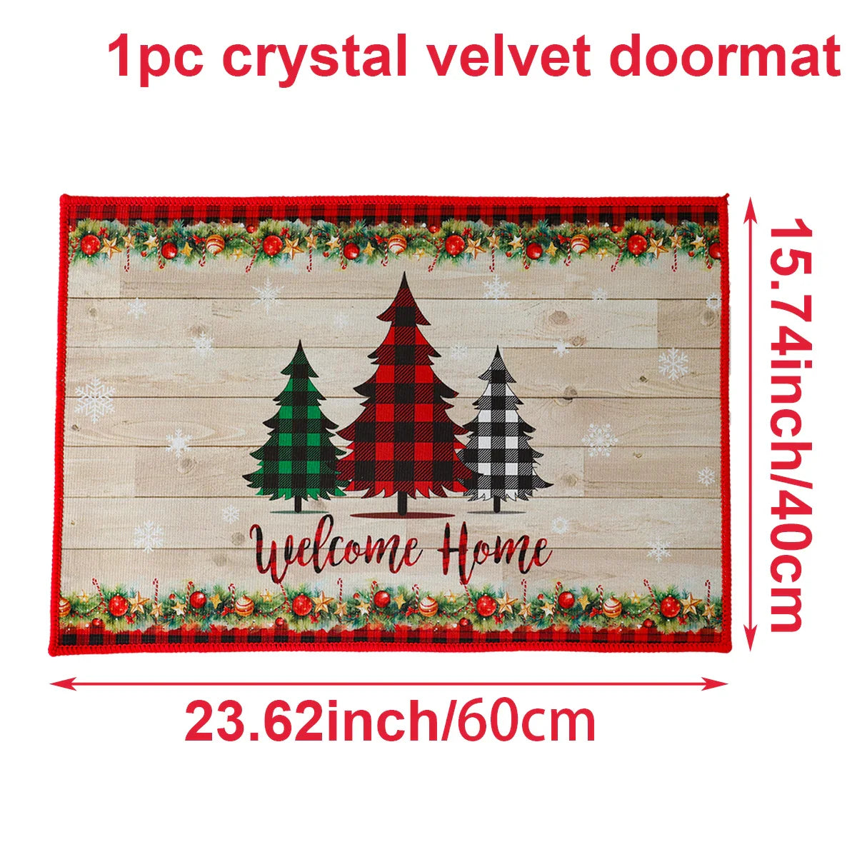 Kerstmat met Kerstman, Multicolor, 75 x 45 cm, Voor Binnen en Buitengebruik 34