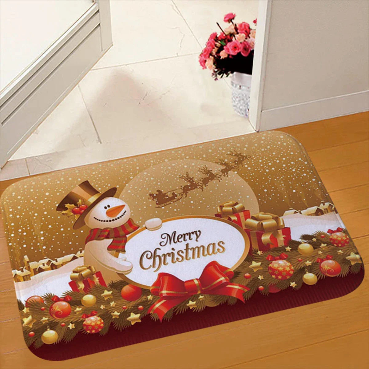 Kerstmat met Kerstman, Multicolor, 75 x 45 cm, Voor Binnen en Buitengebruik 4