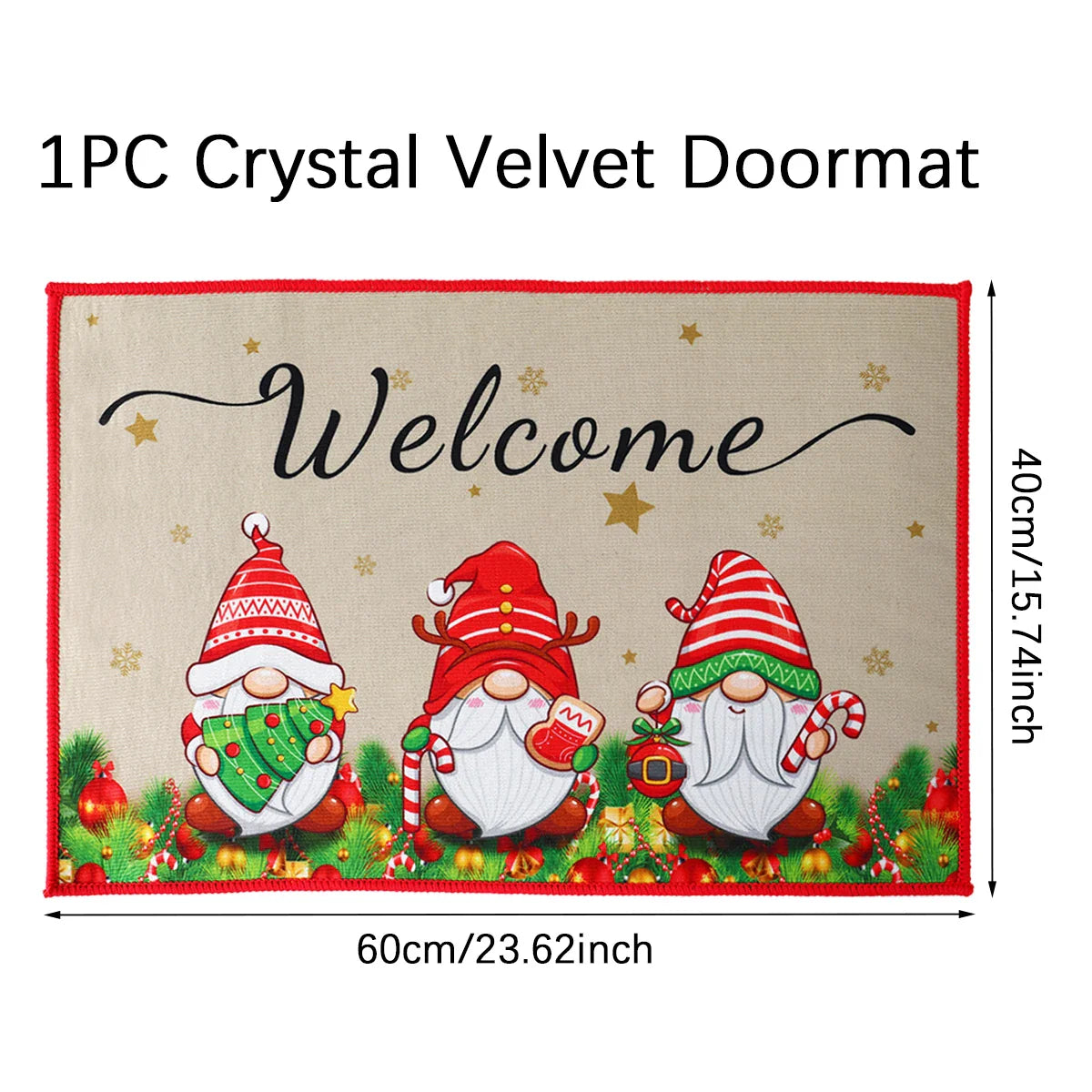 Kerstmat met Kerstman, Multicolor, 75 x 45 cm, Voor Binnen en Buitengebruik 7