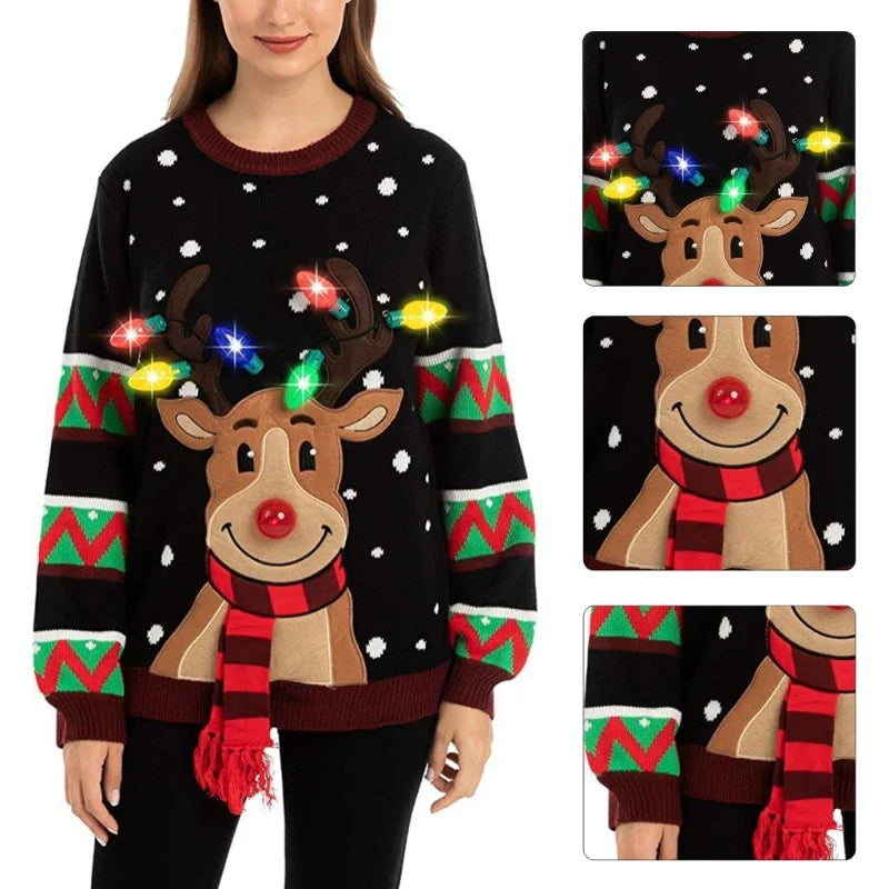 Kersttrui Dames met LED-Verlichting en Rendierpatroon, Zacht en Comfortabel 4