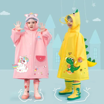 Rainoki – Kinderregenponcho waterdicht dinosaurus & eenhoorn – school & spel