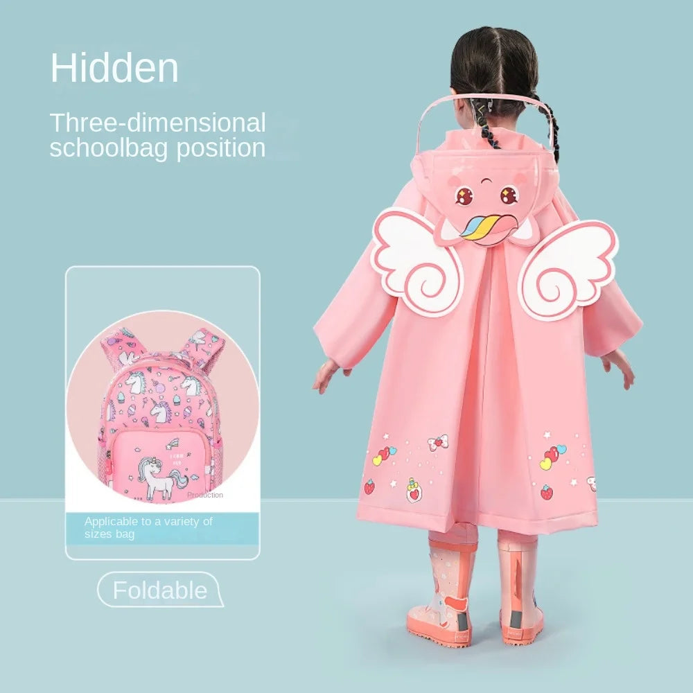Rainoki – Poncho de pluja infantil impermeable dinosaures i unicorn – escola i joc