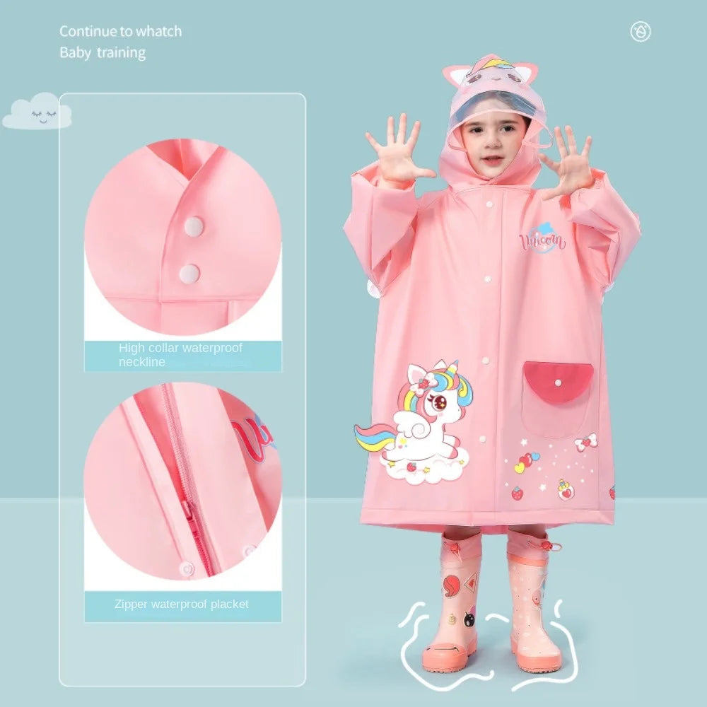 Rainoki – Poncho de pluja infantil impermeable dinosaures i unicorn – escola i joc
