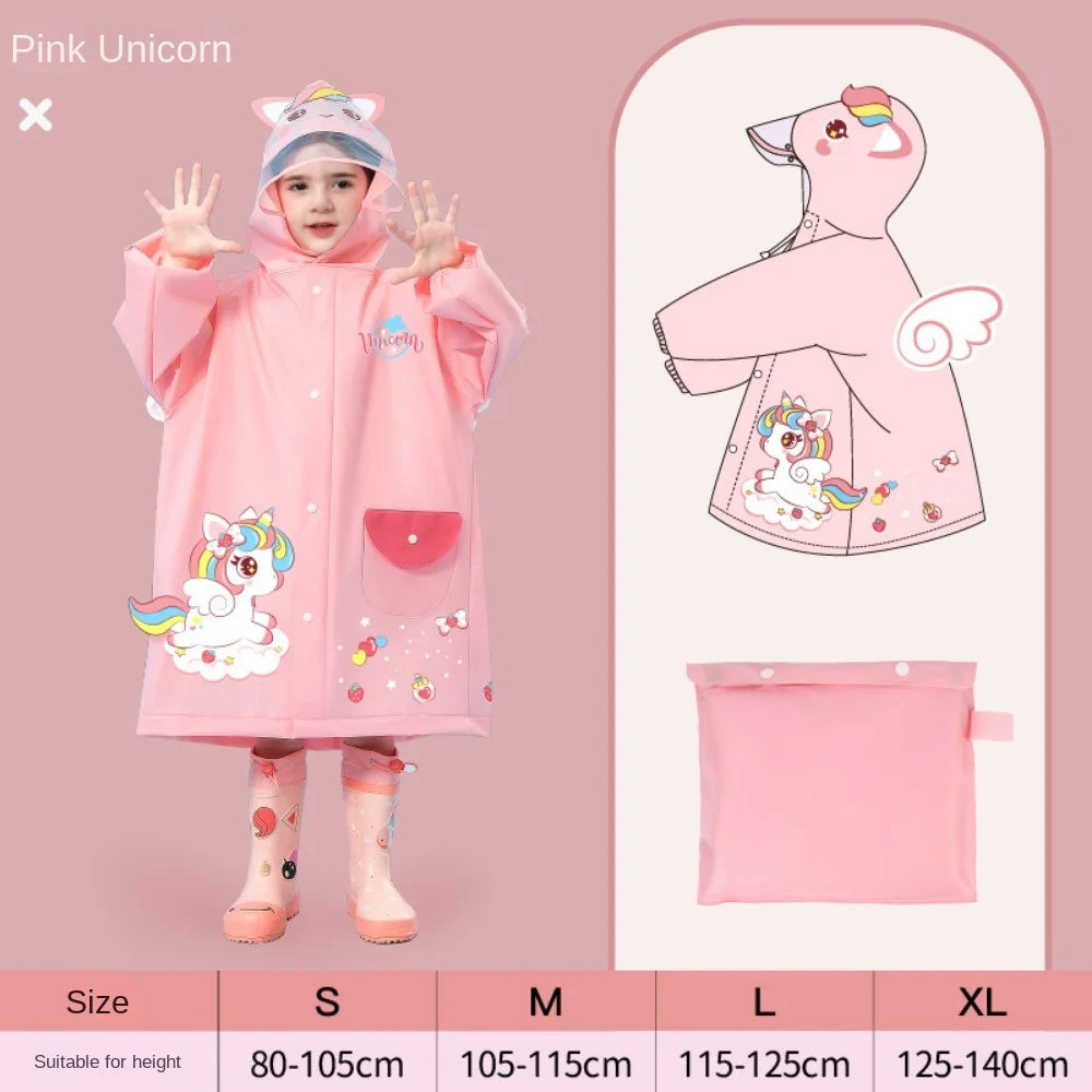 Rainoki – Poncho de pluja infantil impermeable dinosaures i unicorn – escola i joc