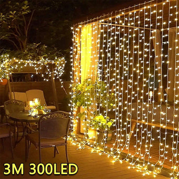 Lumivero LED curtain lights with USB connection – 300 LEDs and 8 modes for party decoration