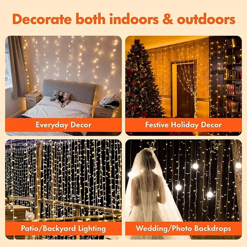 Lumivero LED curtain lights with USB connection – 300 LEDs and 8 modes for party decoration