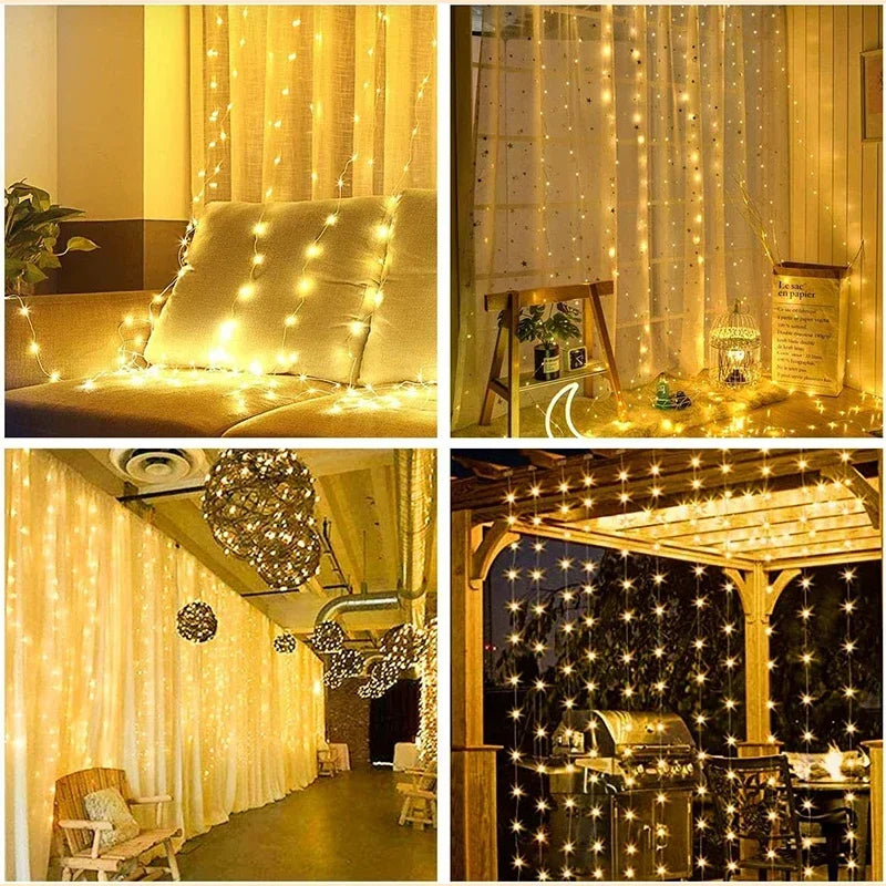 Lumivero LED curtain lights with USB connection – 300 LEDs and 8 modes for party decoration