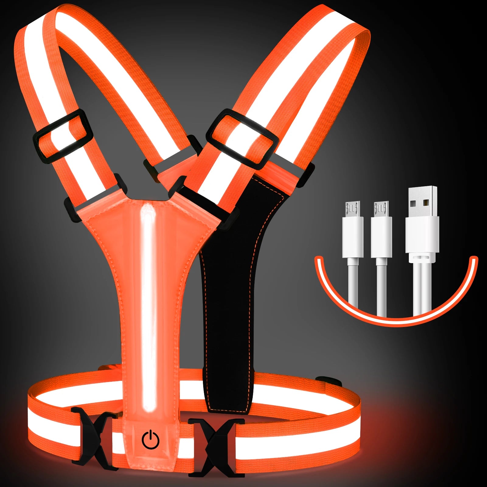 Armilla LED per córrer – Recàrrega, Reflectant, Visible 360°, Unisex
