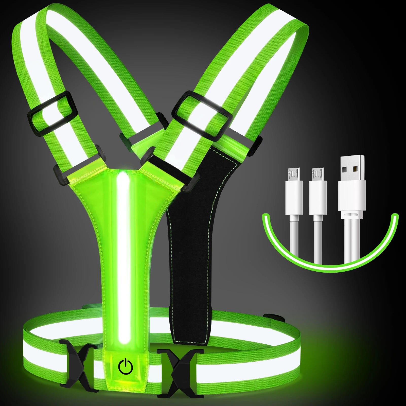 Armilla LED per córrer – Recàrrega, Reflectant, Visible 360°, Unisex