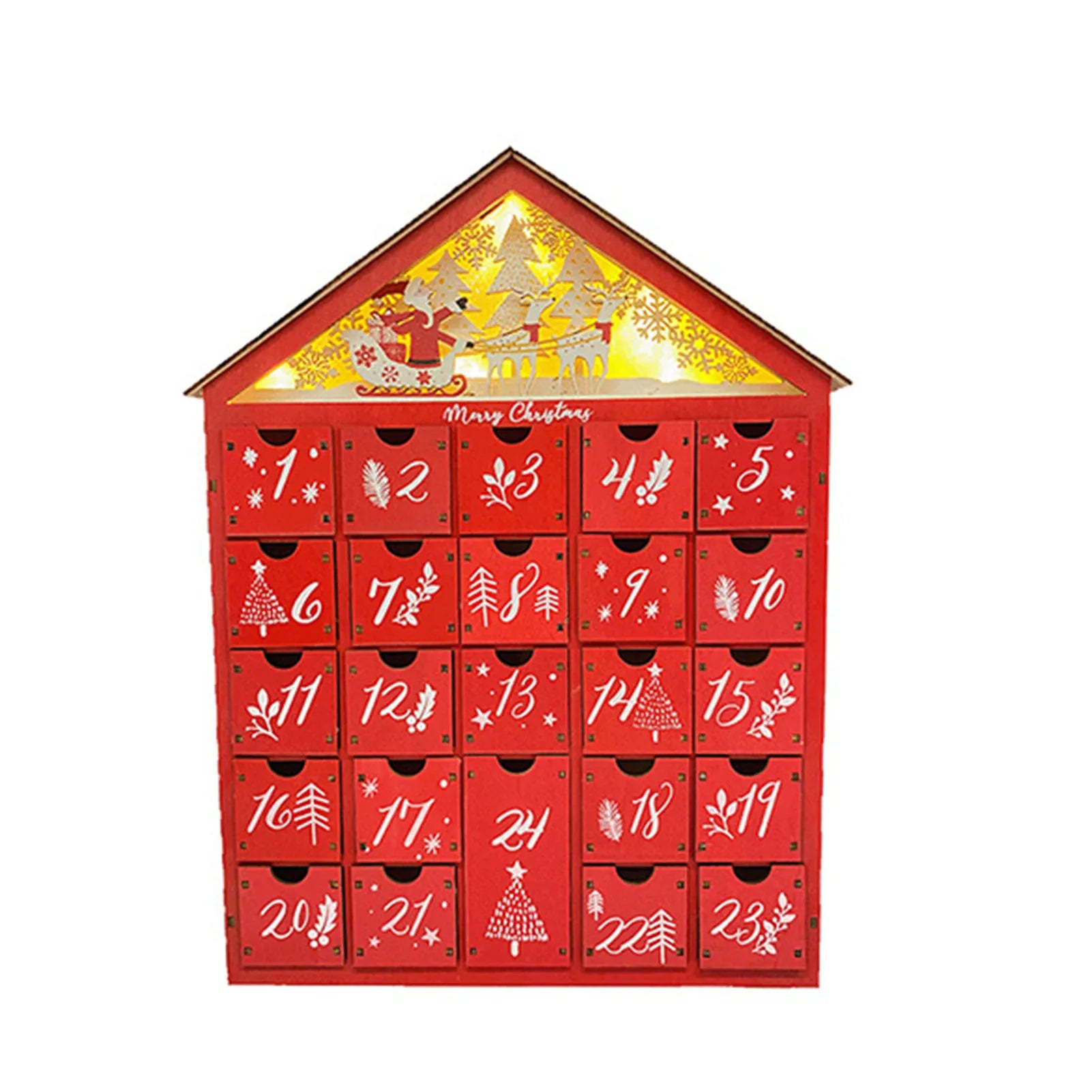 LumiFest – Advent calendar with LED light, Wooden 24-Day Christmas decoration