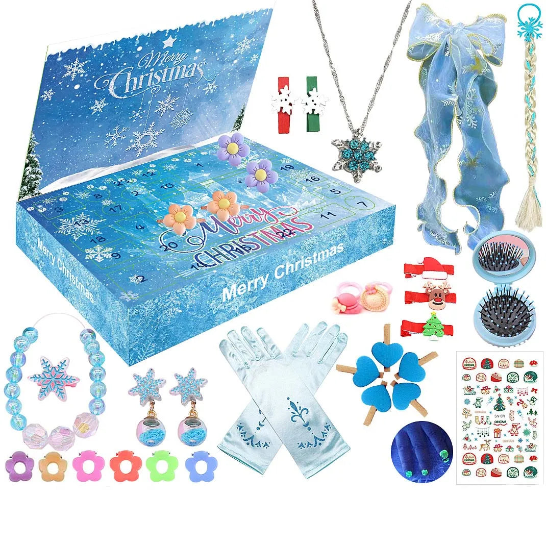 PrettySpark – Calendari d'advent rosa per a nenes – 24 joies i pinces per al cabell