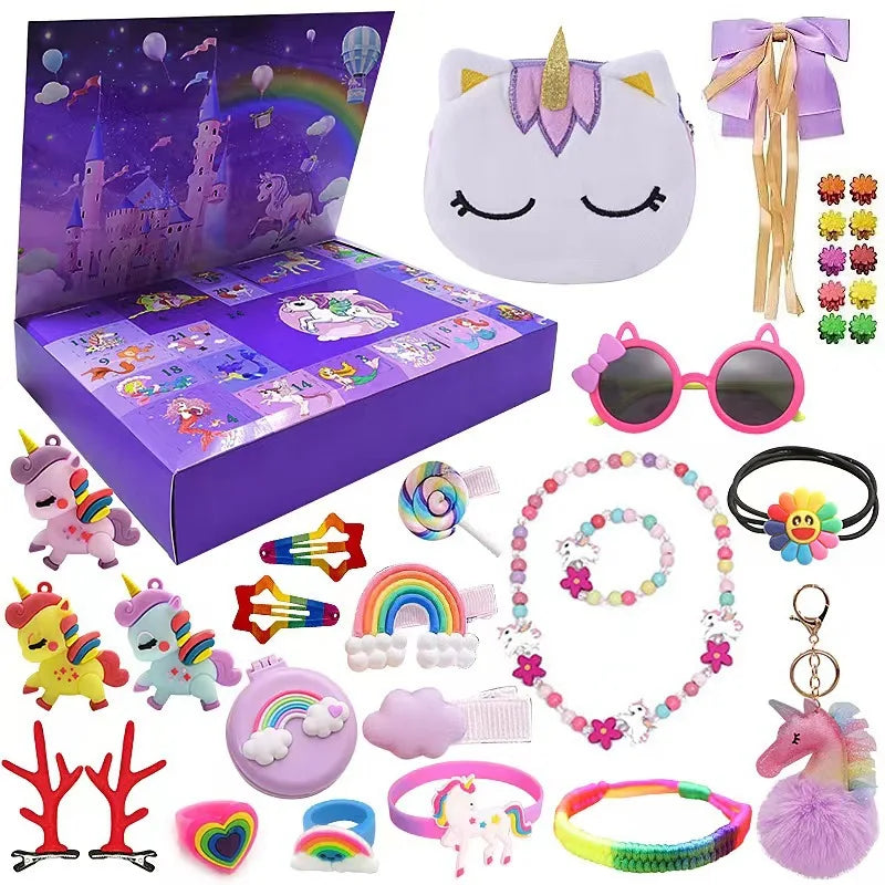 PrettySpark – Calendari d'advent rosa per a nenes – 24 joies i pinces per al cabell