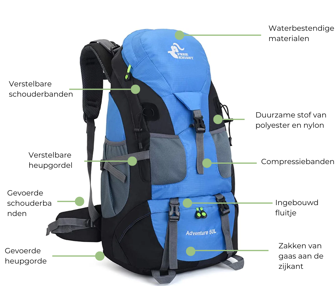 Mochila impermeable para exterior 50L – Lixeira e cómoda