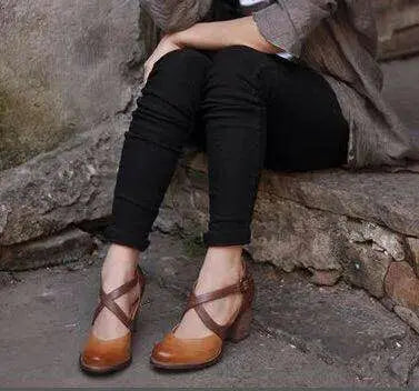 Melzano Jaimie - Tacóns de coiro verán marrón claro