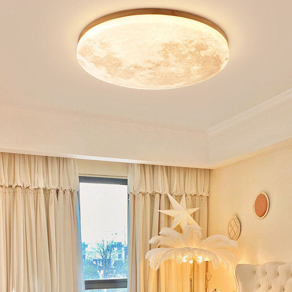 Lunaro – Làmpada de sostre rodona minimalista – Fusta i acrílic LED disseny
