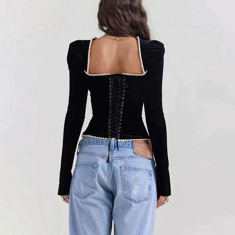 Melzano Anita - black corset with long sleeves
