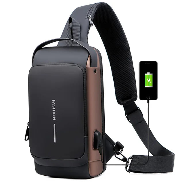 Melzano James | Bolso de hombro USB antirrobo para viajes y deportes