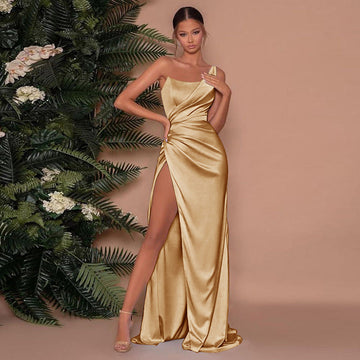 Olivia – Satijnen One-Shoulder Avondjurk in Luxe Design