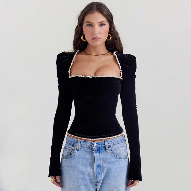 Melzano Anita - black corset with long sleeves